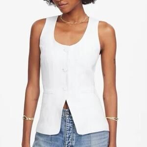 Madewell Linen Scoopneck Cutaway Vest White Size 8 NWT